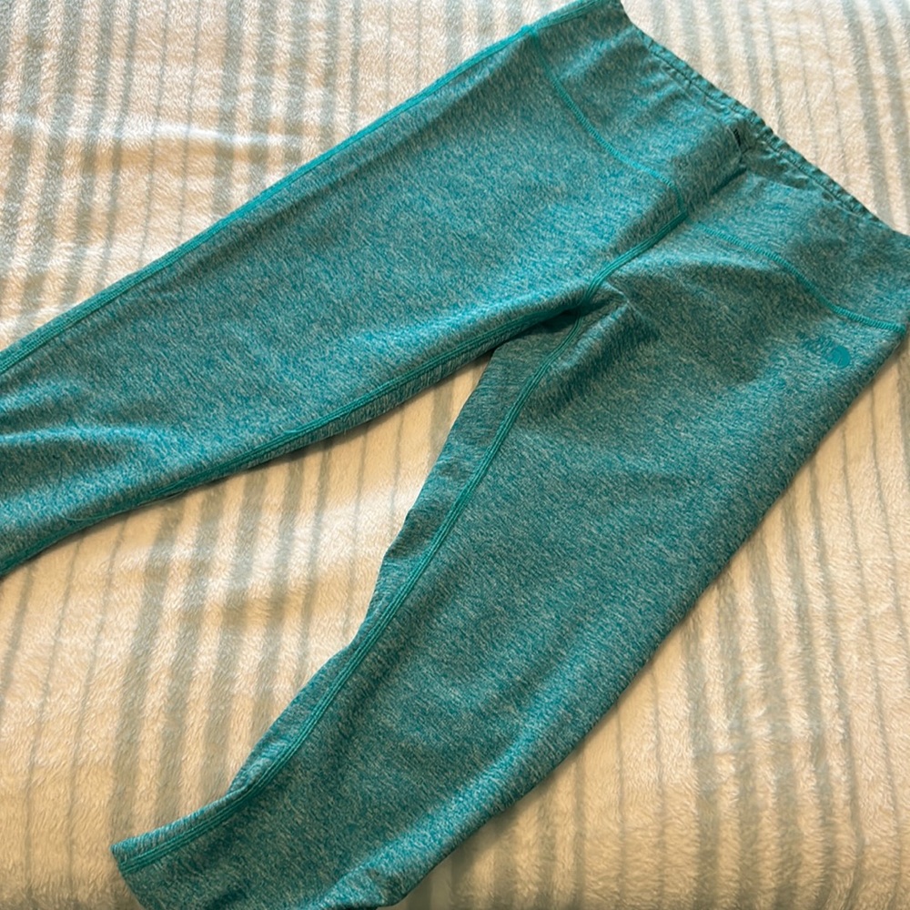 The North Face heather green leggings